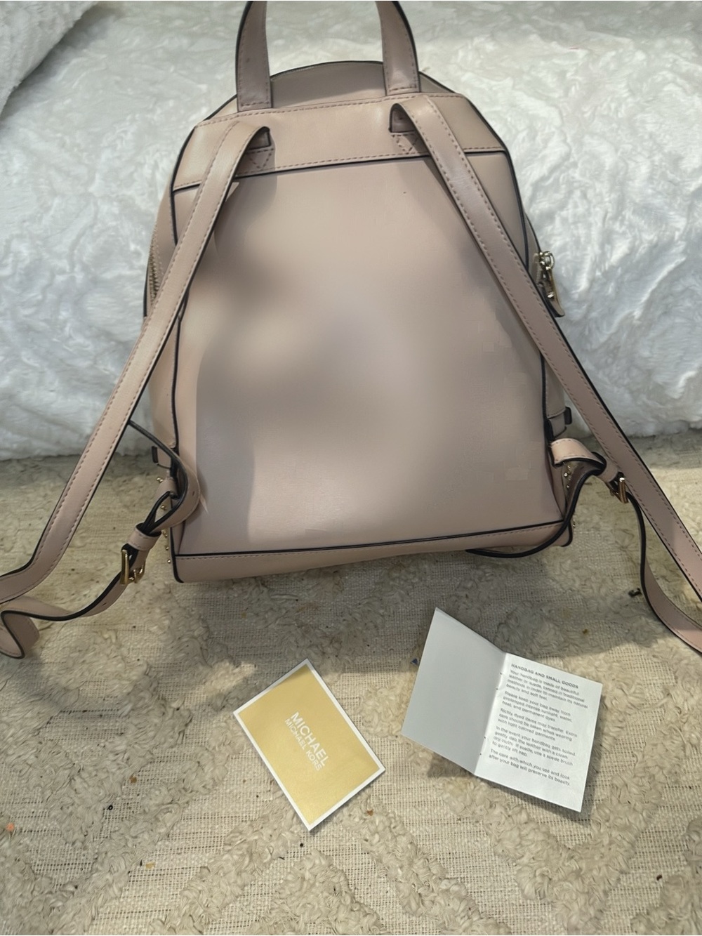 Michael Kors Studded Leather Backpack Blush Nude Medium Rhea Style - Picture 7 of 7